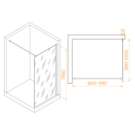 Душевая перегородка 100 см RGW WA-010 B Walk-in 351001010-24 матовое
