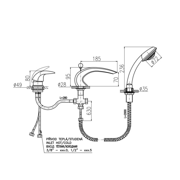 Смеситель на борт ванны Rav Slezak Dunaj D472.5S
