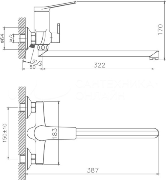 Смеситель для ванны Haiba HB22572 Смеситель для ванны Haiba HB22572