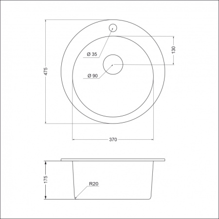 Кухонная мойка (37х47,5) EMAR EMQ-1475.C Морион