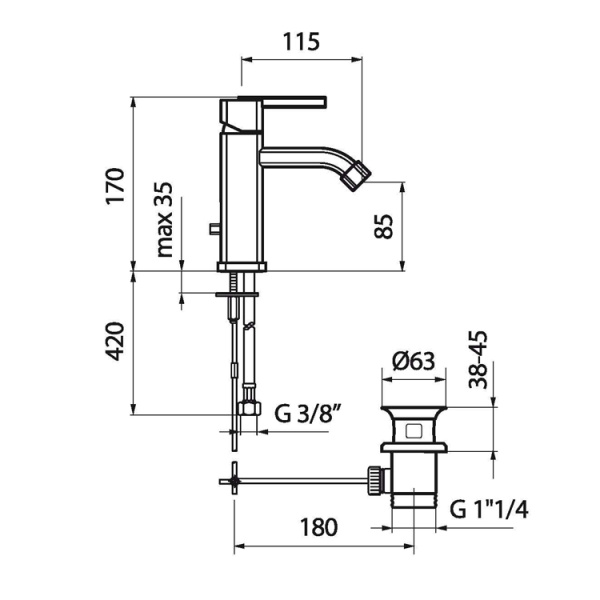 Смеситель для раковины Webert Azeta AZ830102015, хром Смеситель для раковины Webert Azeta AZ830102015, хром