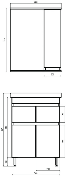 Зеркальный шкаф (60х74)   ASB-Mebel  Марко 60 10716