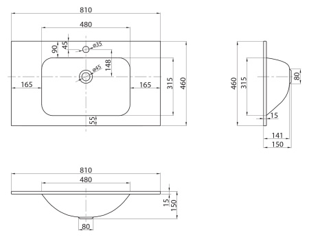 Раковина стеклянная (81х46) BelBagno BB810/465-LV-VTR-BL