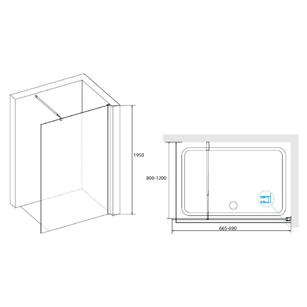 Душевая перегородка 70 см RGW WA-02-1 Walk In 411002107-41 