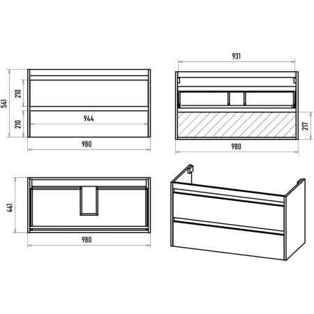 Тумба с раковиной Brevita Balaton 100 УТ000023726