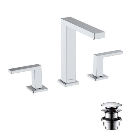 Смеситель для раковины на 3 отверстия с донным клапаном Push-Open Hansgrohe Tecturis E 73030000 хром