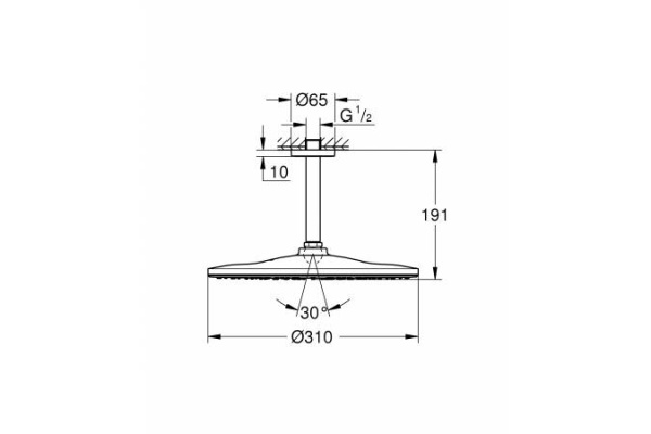 Верхний душ Grohe Rainshower 310 Mono с душевым кронштейном, 26560 000 (26560000) хром