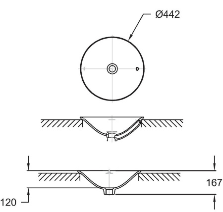 Раковина встраиваемая сверху (44,2х44,2) Jacob Delafon Carillon E96118-0