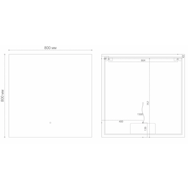 Зеркало (80х80) Grossman PRAGMA-норма 188080 LED с сенсорным выключателем и подогревом