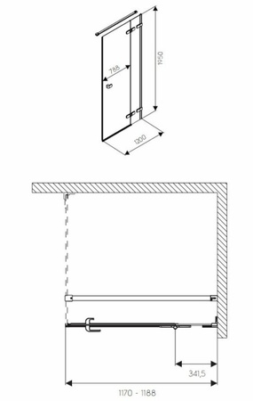 Двери распашные Kolo Next Reflex (правые) HDSF12222003R