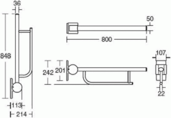 Складной шарнирный опорный поручень Ideal Standard S6360MY Складной шарнирный опорный поручень Ideal Standard S6360MY