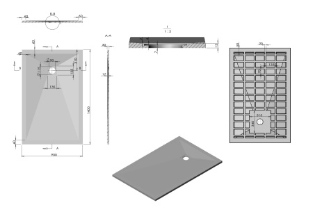 Душевой поддон из искусственного камня (140х90) Vincea VST-4SR9014A, антрацит