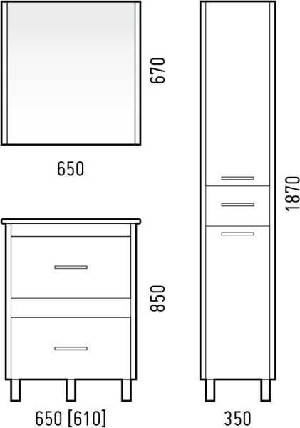 Зеркальный шкаф (65х67) Corozo Верона 65 SD-00000285
