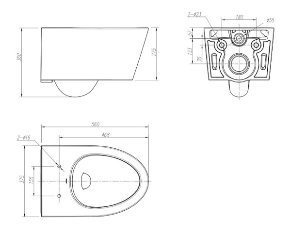 Унитаз подвесной Arrow AHB21002H