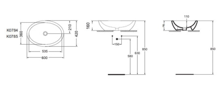 Раковина накладная Ideal Standard Strada (60x42) K078401