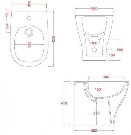 Биде напольное ArtCeram Ten TE25 (TEB001 01;00)