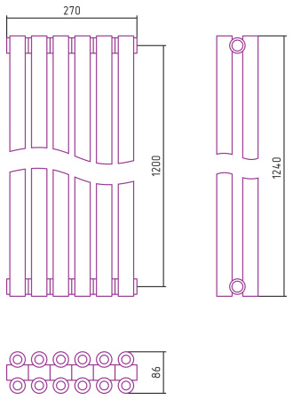 Полотенцесушитель Водяной Сунержа Эстет-00 (120х27) 6 секций Матовое Золото 032-0332-1206