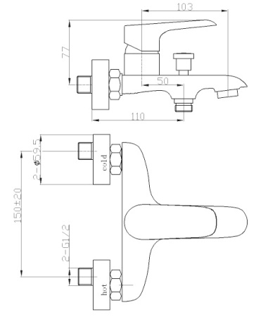 Смеситель для ванны WeltWasser Bonn 303 (10000002003)