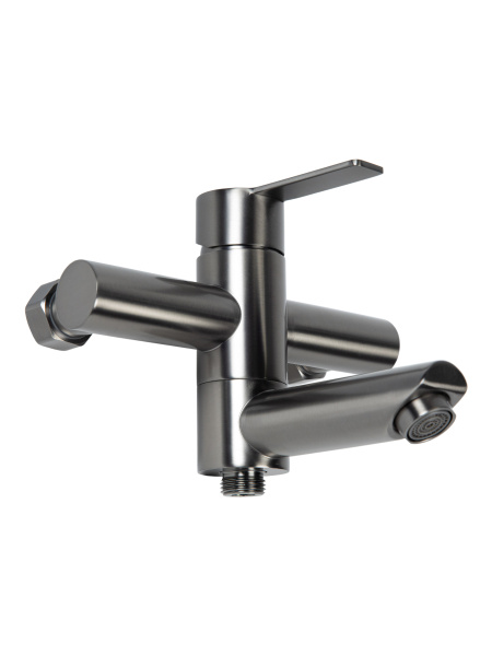 Смеситель для ванны однорычажный с душевым набором Agger Easy A3121255 оружейная сталь матовая