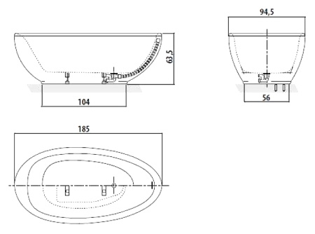 Акриловая ванна Jacuzzi Desire 185x95 9443814A