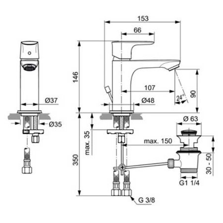 Смеситель для раковины Ideal Standard Connect Air A7007AA