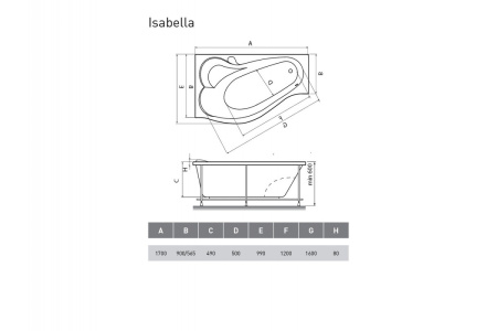 Акриловая ванна (170х90) Relisan Isabella Гл000010529