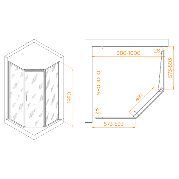 Душевой уголок (100х100) RGW Passage PA-86 38088600-11 прозрачное