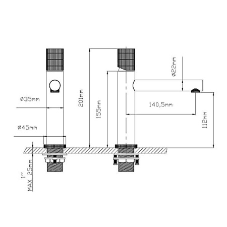 Смеситель для раковины Vincea Грув (Groove) VBF-4G1MB, черный