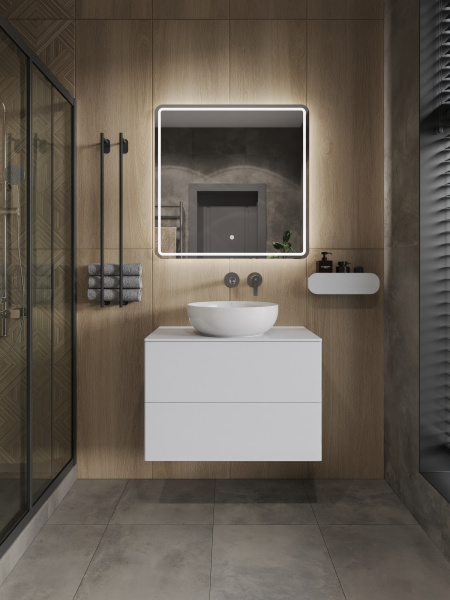 Тумба с раковиной подвесная 75 см, Orange Otto Ot-75TuMDF+B07-420W белый глянец