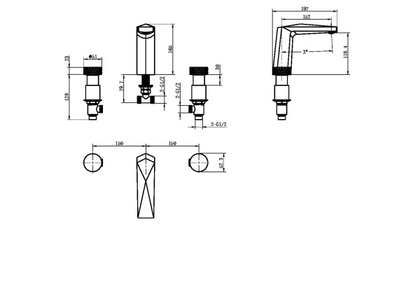 Смеситель для раковины Boheme Venturo 150-SGM-DIAMOND