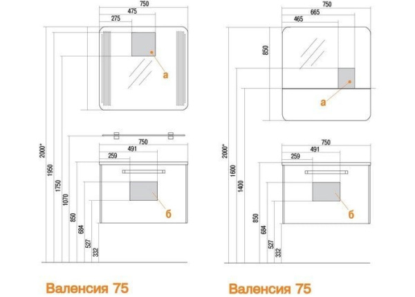 Тумба под раковину Акватон Валенсия 75 1A123601VA340