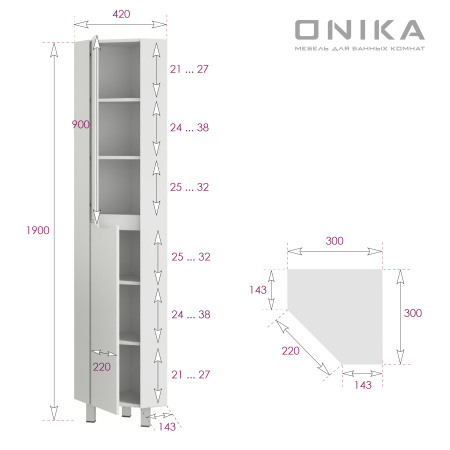 Пенал напольный угловой Onika Айленд 30 403082