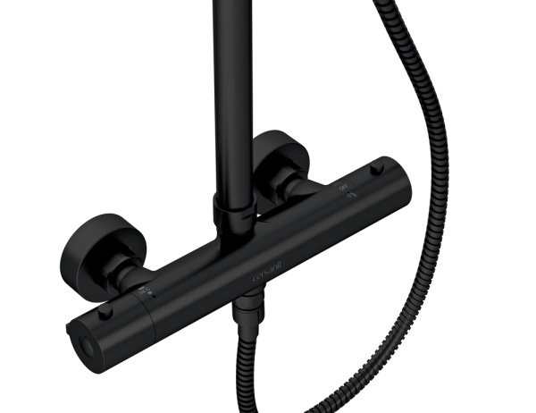 Душевая система термостатическая Cersanit BRASKO BLACK 63112 черный Душевая система термостатическая Cersanit BRASKO BLACK 63112 черный