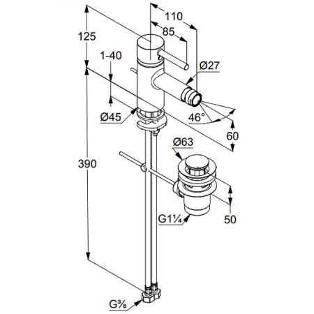 Смеситель для биде Kludi Bozz 385333976