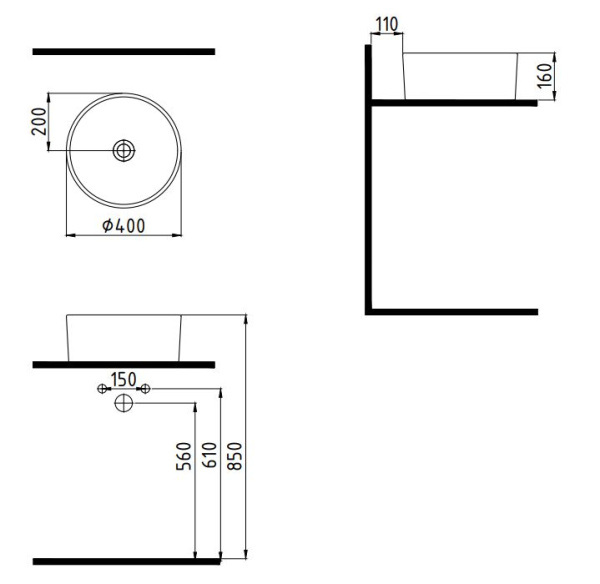 Раковина накладная (40х40) Bien Harmony HRLG04001FD0W3000