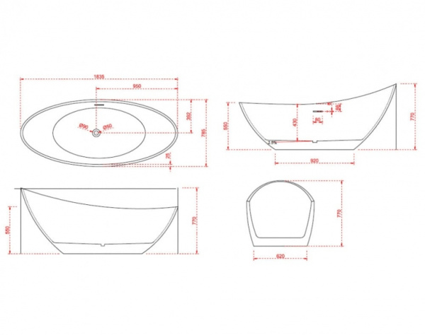 Акриловая ванна Gemy (184x79)