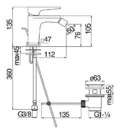 Смеситель для биде Nobili Seven SE124119/1CR
