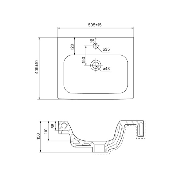 Тумба с умывальником, IDDIS New Sena NSE50W1i95K, белый/дерево