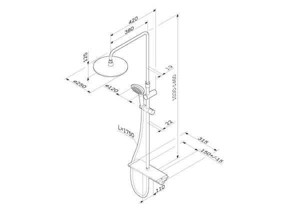 Душевая система Am.Pm Spirit 2.0 F0770A400