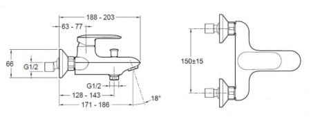 Смеситель для ванны Jacob Delafon Kumin E99460-CP