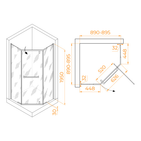 Душевой уголок (90х90) RGW HO-081-B 350608199-24 матовое