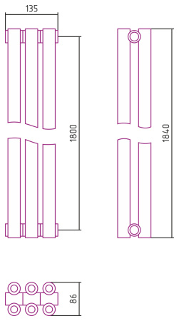Полотенцесушитель Водяной Сунержа Эстет-00 (180х13) 3 секции Золото 03-0332-1803