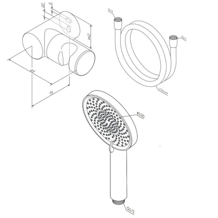 Душевой набор Am.Pm X-Joy F01185A022, 3 режима, черный матовый
