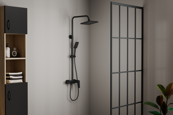 Душевая система с изливом Rush Thira TR3635-50Black