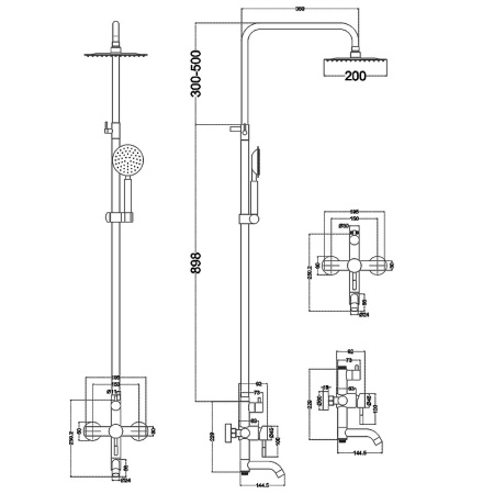 Душевая система с изливом Melana Tondo 610107B