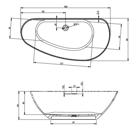 Ванна из искуственного камня Riho GRANADA (190x90) B122001105