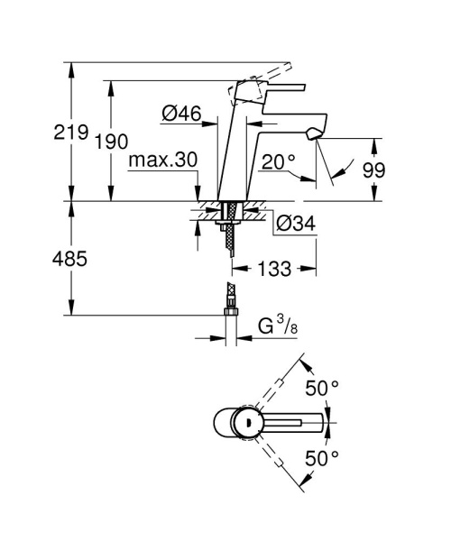 Смеситель для раковины однорычажный Grohe Concetto 23451 001 (23451001)