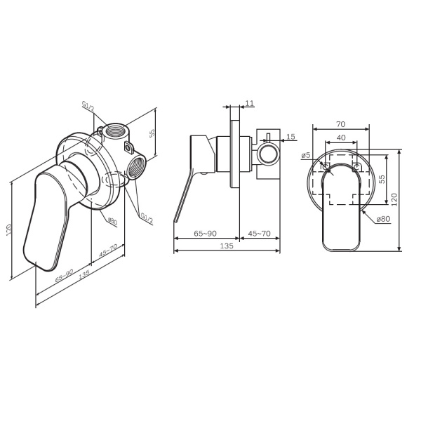 Смеситель для душа Am.Pm X-Joy F85A65000 Смеситель для душа Am.Pm X-Joy F85A65000