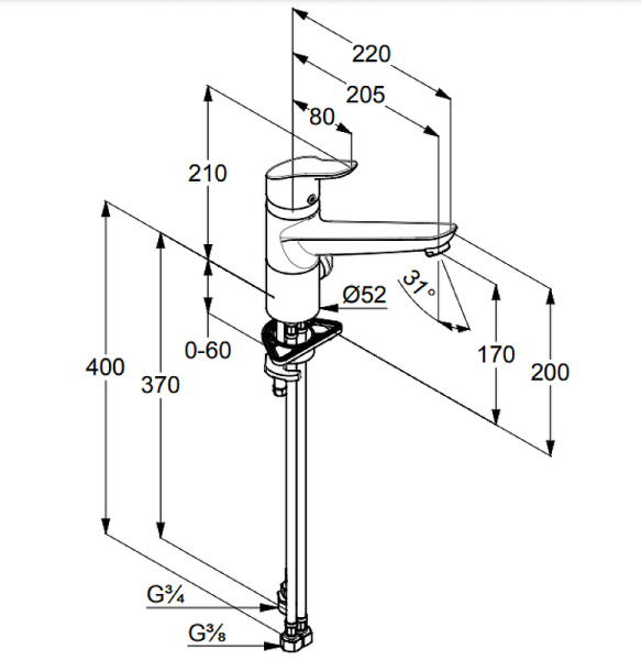 Смеситель для кухни Kludi Objekta 325760575