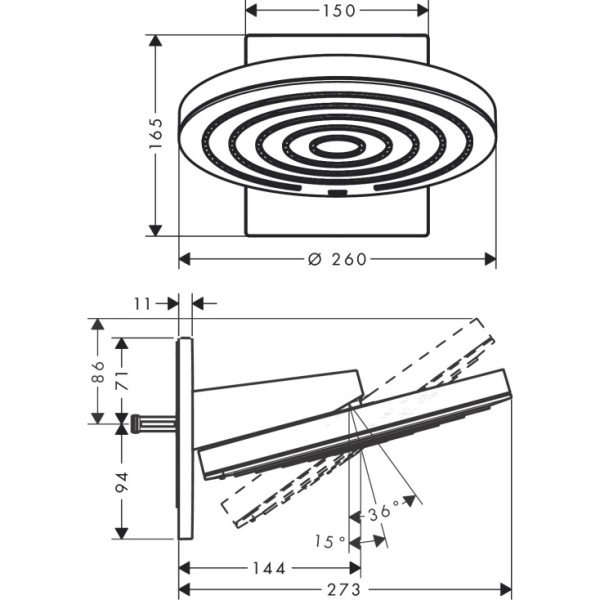 Верхний душ Hansgrohe Pulsify 260 2jet EcoSmart 24151700, белый матовый Верхний душ Hansgrohe Pulsify 260 2jet EcoSmart 24151700, белый матовый